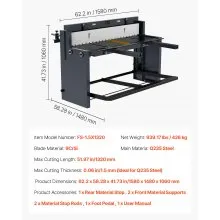 VEVOR Foot Stomp Sheet Metal Shear, 52 in Width Manual Floor Shear, with Soild Steel Frame, Adjustable Blade Gap, Material Stops, Foot-Pedal Control for Cutting Steel, Copper, Rebar, and Aluminum
