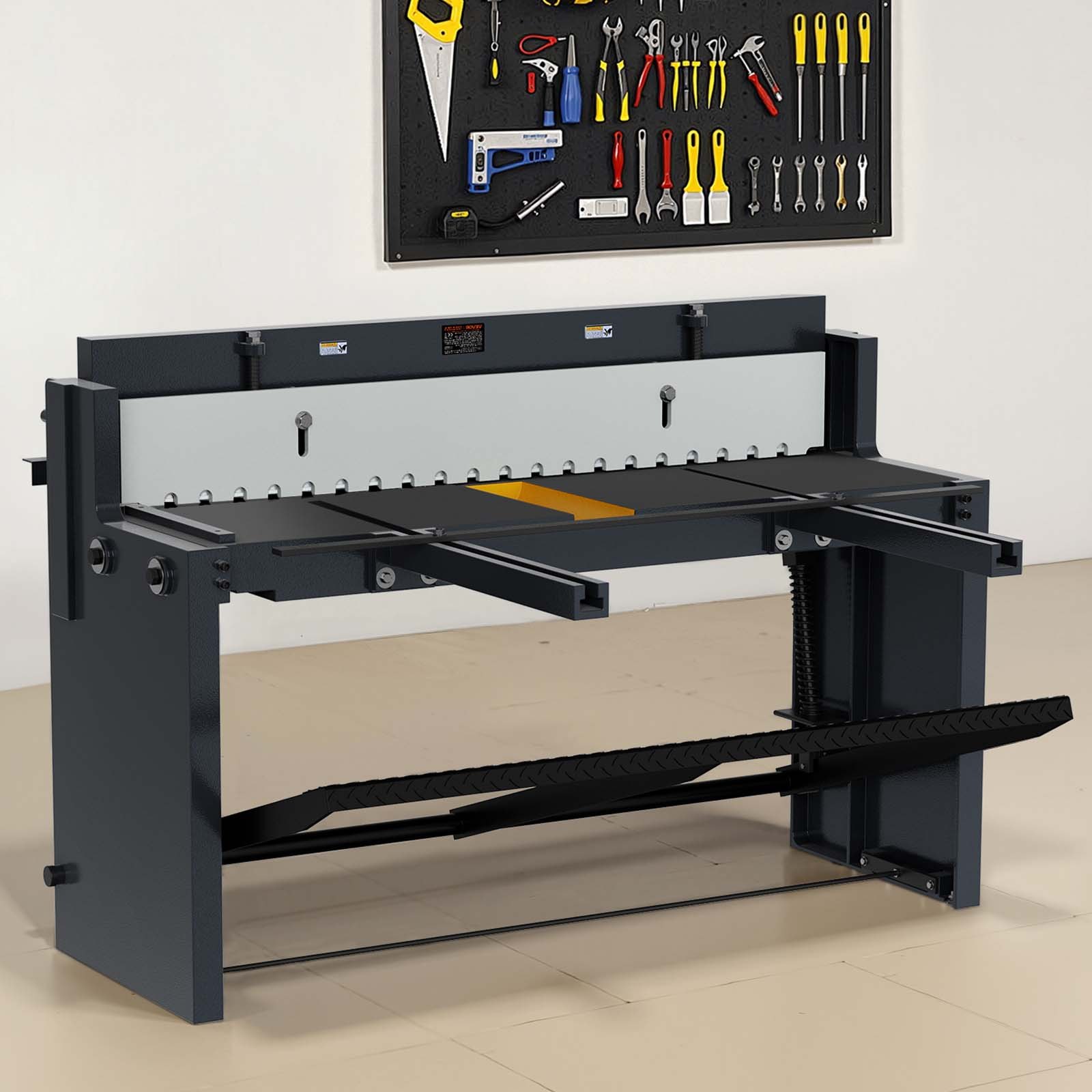 VEVOR Foot Stomp Sheet Metal Shear, 52 in Width Manual Floor Shear, with Soild Steel Frame, Adjustable Blade Gap, Material Stops, Foot-Pedal Control for Cutting Steel, Copper, Rebar, and Aluminum