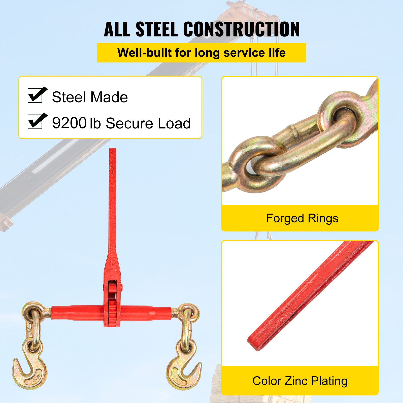 VEVOR Chain Load Binder 5/16 Inch G80 Chain Binders Tie Down Heavy Cargo 4 Pack