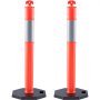 VEVOR Traffic Delineator Post Cones, 2 Pack, Traffic Safety Delineator Barrier with 16.93 x 16.93 in Rubber Base, for Traffic Control Warning Outdoor Indoor Use Parking Lot Construction Caution Roads