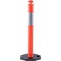 red VEVOR traffic delineator with a reflective silver band on a black hexagonal base.