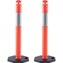 VEVOR Traffic Delineator Post Cones, 2 Pack, Traffic Safety Delineator Barrier with 16.93 x 16.93 in Rubber Base, for Traffic Control Warning Outdoor Indoor Use Parking Lot Construction Caution Roads