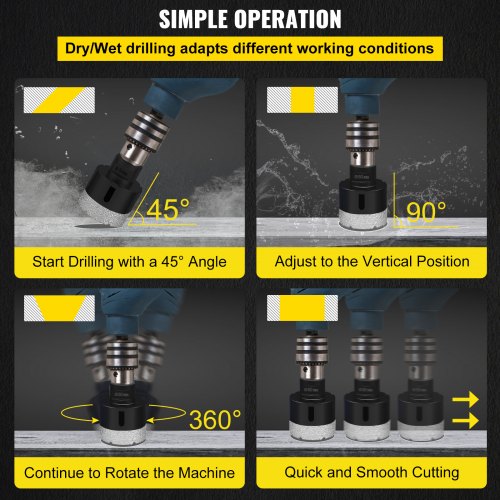 VEVOR Diamond Drill Bits 8PCS Diamond Hole Saw 3/4"-2"Tile Hole Saw Kit Brazed Diamond Drill Bit 0.59in Segment Tile Hole Saw w Finger Bit a Blade for Tile Ceramic Porcelain Marble Hard Materials