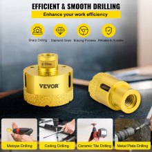 VEVOR Diamond Drill Bits 5PCS Diamond Hole Saw 20/35/40/50/68mm Tile Hole Saw Kit Vacuum Brazed Diamond Drill Bit 0.59in/15mm Segment Tile Hole Saw w Storage Case for Tile Ceramic Porcelain Marble