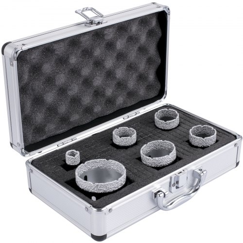 VEVOR Diamond Drill Bits 6PCS Diamond Hole Saw 20/35/40/50/55/68mm Tile Hole Saw Kit Vacuum Brazed Diamond Drill Bit 0.59in/15mm Segment Tile Hole Saw w Storage Case for Tile Ceramic Porcelain Marble
