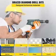 VEVOR Diamond Drill Bits 6PCS Diamond Hole Saw 20/35/40/50/55/68mm Tile Hole Saw Kit Vacuum Brazed Diamond Drill Bit 0.59in/15mm Segment Tile Hole Saw w Storage Case for Tile Ceramic Porcelain Marble