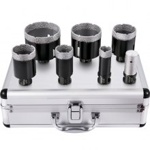 VEVOR Diamond Drill Bits 6/8/10/13/19/25/32/51 mm Diamond Hole Saw Brazed Tile 0.59in Segment Finger Bit SDS Tile Hole Saw Kit with a Blade for Tile Ceramic Porcelain Marbl 5/8"-11 Female Thread