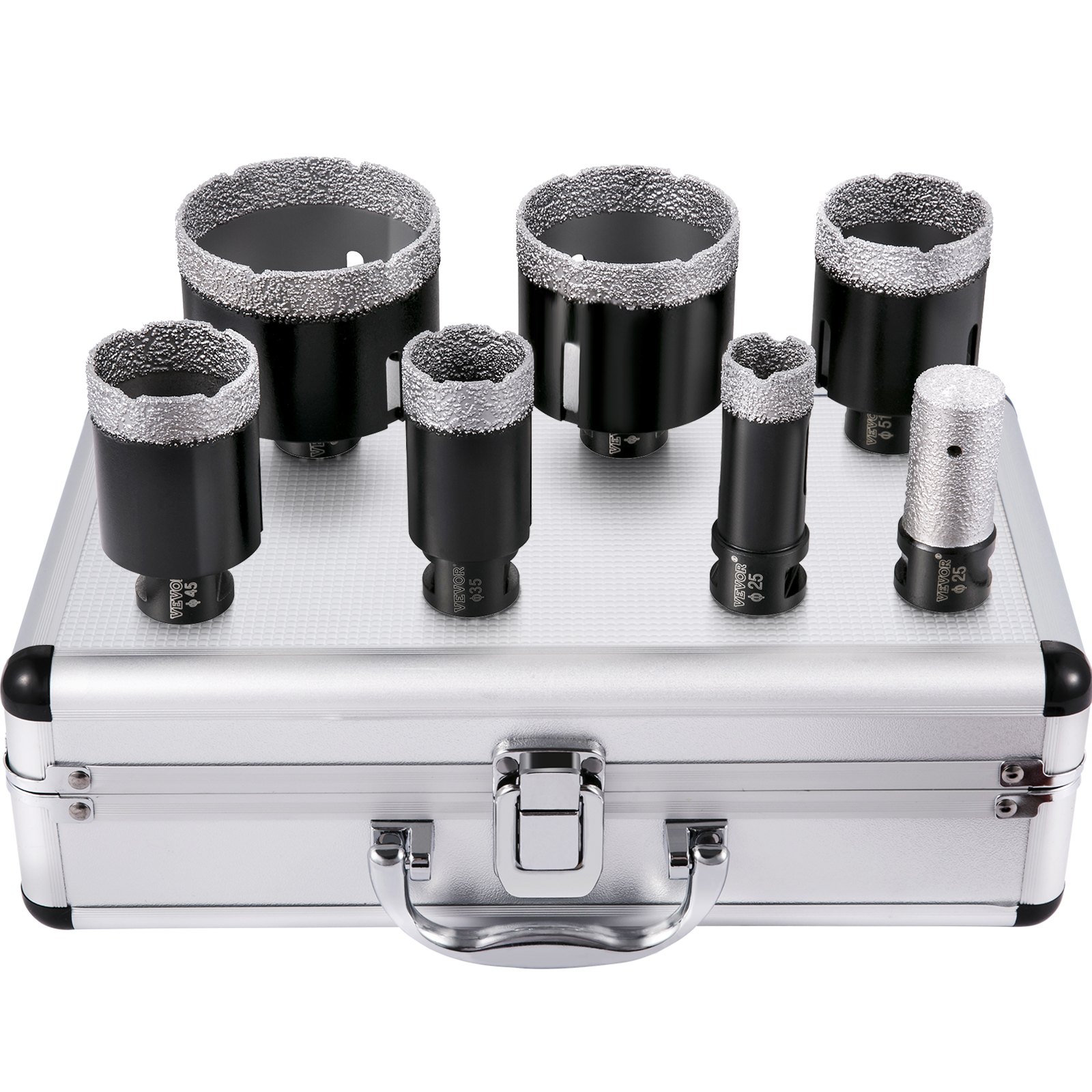 VEVOR Diamond Drill Bits 6/8/10/13/19/25/32/51 mm Diamond Hole Saw Brazed Tile 0.59in Segment Finger Bit SDS Tile Hole Saw Kit with a Blade for Tile Ceramic Porcelain Marbl 5/8"-11 Female Thread