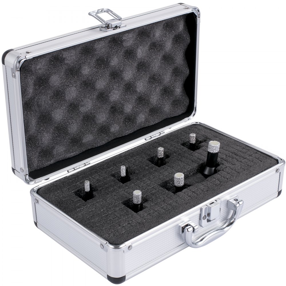 VEVOR Diamond Drill Bits 7PCS Diamond Hole Saw 6/6/8/8/10/12/14mm Tile Hole Saw Kit Vacuum Brazed Diamond Drill Bit 0.59in/15mm Segment Tile Hole Saw w Storage Case for Tile Ceramic Porcelain Marble