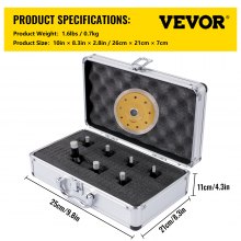 VEVOR Diamond Drill Bits 7PCS Diamond Hole Saw 6/6/8/8/10/12/14mm Tile Hole Saw Kit Vacuum Brazed Diamond Drill Bit 0.59in/15mm Segment Tile Hole Saw w Storage Case for Tile Ceramic Porcelain Marble