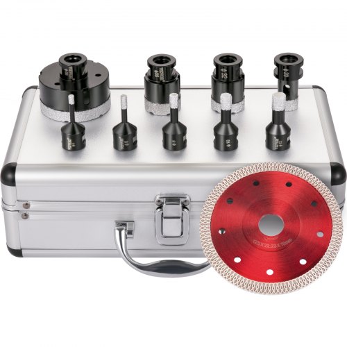 VEVOR Diamond Drill Bits 9PCS Diamond Hole Saw 5/6/8/10/12/20/32/35/68mm Tile Hole Saw Kit Vacuum Brazed Diamond Drill Bit 0.59in Segment Tile Hole Saw w Storage Case for Tile Ceramic Porcelain Marble