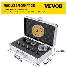 VEVOR Diamond Drill Bits 9PCS Diamond Hole Saw 5/6/8/10/12/20/32/35/68mm Tile Hole Saw Kit Vacuum Brazed Diamond Drill Bit 0.59in Segment Tile Hole Saw w Storage Case for Tile Ceramic Porcelain Marble