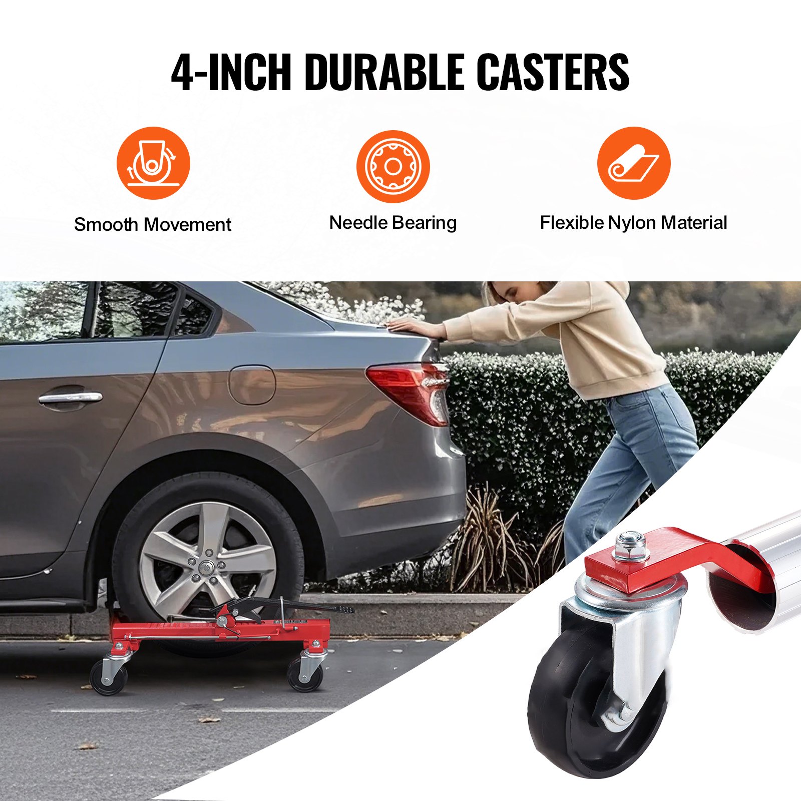 VEVOR Wheel Dolly, Max Capacity 1500 Lbs Car Dolly, Car Jack Dolly Lifter with 360° Rotatable Wheels, Heavy Duty Vehicle Positioning Ratchet Tire Jack, for Vehicle Car Auto Repair Moving, Set of 2