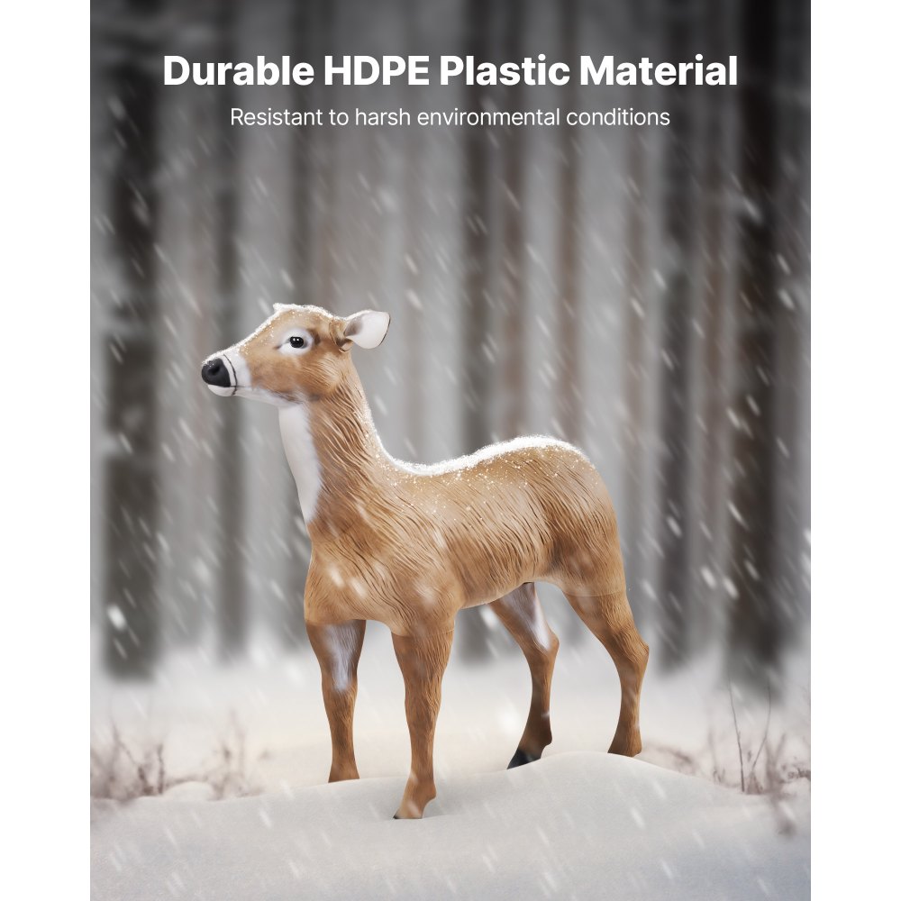 VEVOR Deer Decoy, Outdoor Deer Decoys for Hunting, Realistic Durable HDPE Doe Hunting Decoy, Foldable Legs for Easy to Carry and Use, for Garden Yard Decoration, 1-Pack