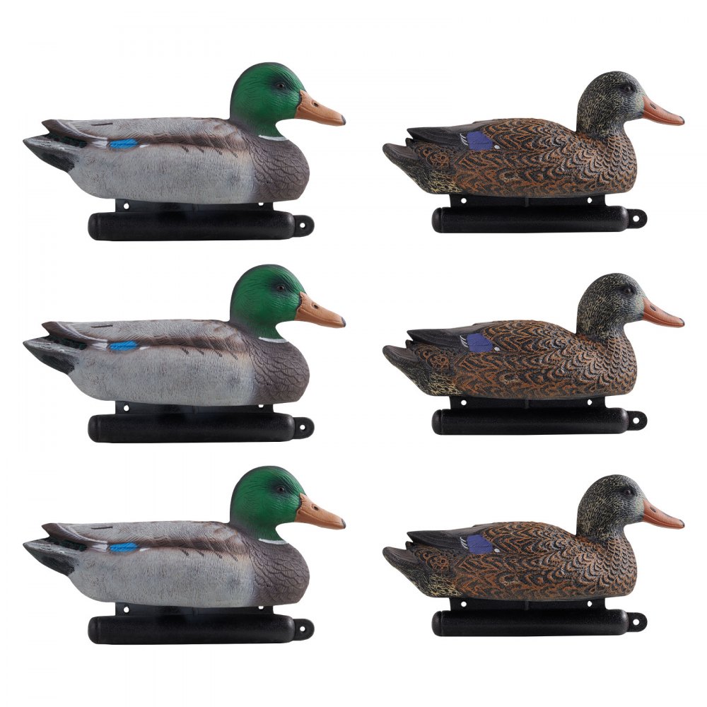 VEVOR Duck Decoys, Realistic Floating Duck Decoys, Weight Forward Swim, Plastic Duck Hunting Decoy Outdoor for Hunting, for Pool, Pond, and Lake, Garden Yard Decoration, Easy to Carry and Use, 6-Pack