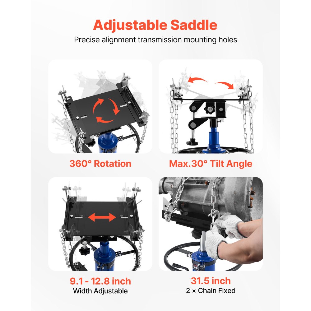VEVOR Hydraulic Transmission Jack, 1322 lbs / 0.6 Ton Lifting Capacity Telescoping Transmission Jack with Foot Pedal, Dual Telescopic Trans, 34.6-69.3 in High Lifting Height, Garage/Shop Lift Hoist