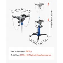 VEVOR Hydraulic Transmission Jack, 1660 lbs / 0.75 Ton Lifting Capacity Telescoping Transmission Jack with Foot Pedal, 360° Swivel Wheel, 34.6-69.3 in High Lifting Height, Lift Hoist for Garage/Shop