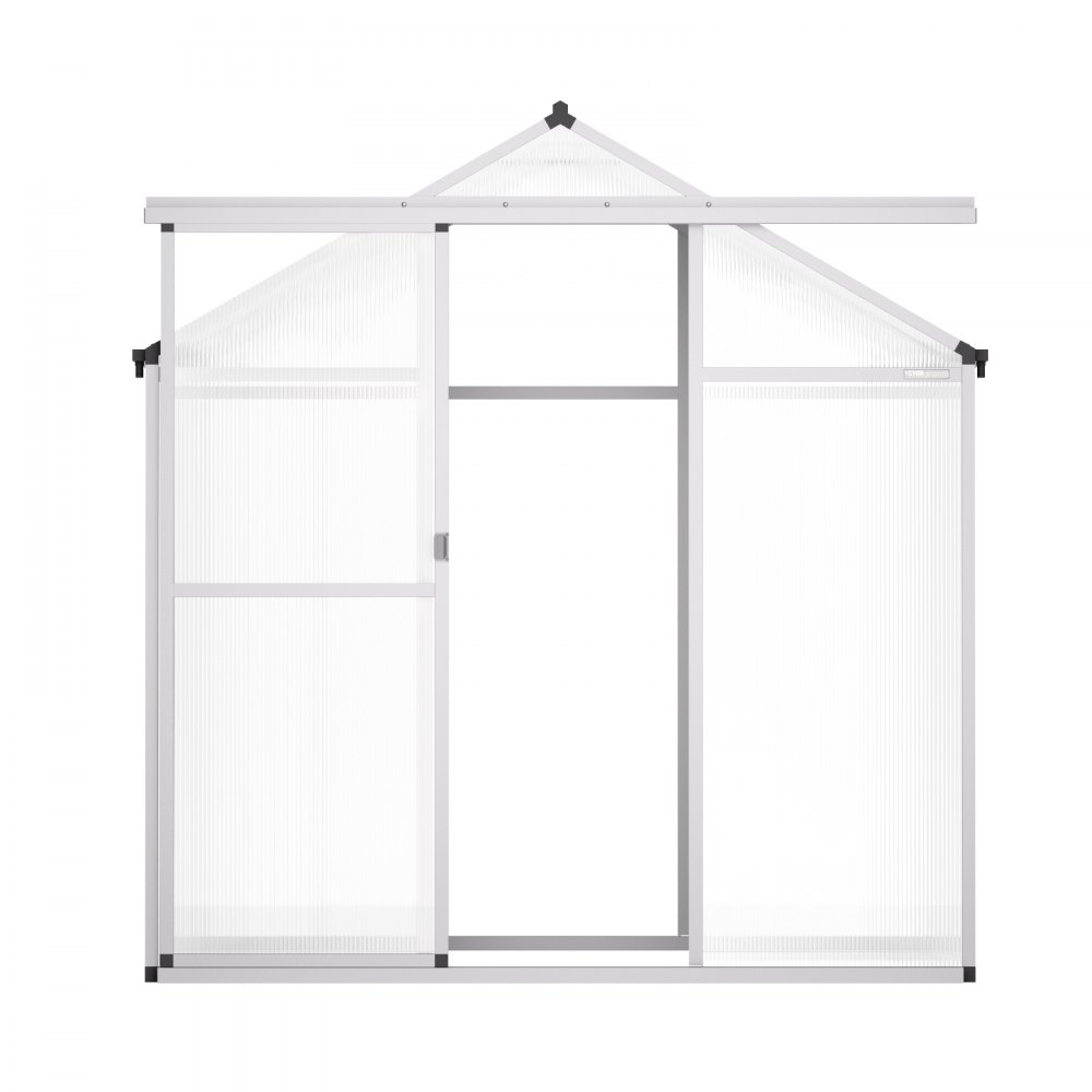 VEVOR Polycarbonate Greenhouse, 6 x 4 Ft, Outdoor Greenhouse with Adjustable Vent Windows, Pavilion Styled Greenhouse with Sliding Door, Aluminum Large Walk-in Greenhouse Kit for Garden Backyard