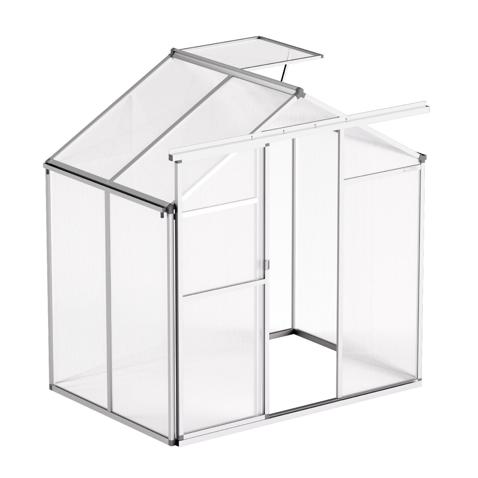 VEVOR Polycarbonate Greenhouse, 184 x 126 cm, Outdoor Greenhouse with Adjustable Vent Windows, Pavilion Styled Greenhouse with Sliding Door, Aluminum Large Walk-in Greenhouse Kit for Garden Backyard
