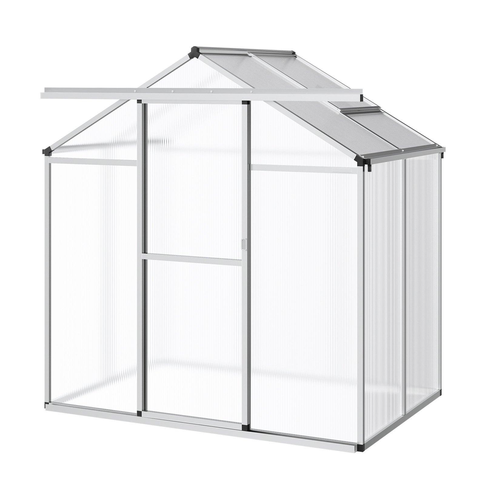 VEVOR Polycarbonate Greenhouse, 184 x 126 cm, Outdoor Greenhouse with Adjustable Vent Windows, Pavilion Styled Greenhouse with Sliding Door, Aluminum Large Walk-in Greenhouse Kit for Garden Backyard