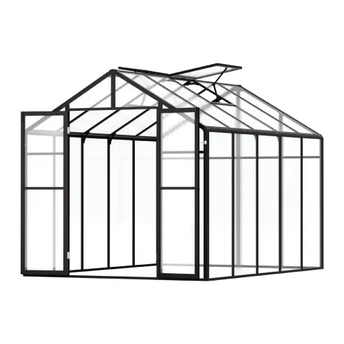 VEVOR Polycarbonate Greenhouse, 8 x 10 Ft, Outdoor Greenhouse with 2 Vent Windows, Pavilion Styled Greenhouse with Hinged Door, Aluminum Large Walk-in Greenhouse Kit for Outside Garden Backyard