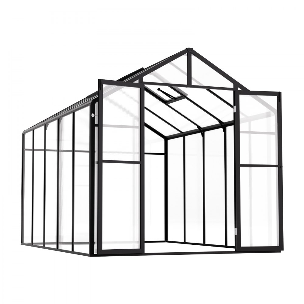 VEVOR Polycarbonate Greenhouse, 8 x 10 Ft, Outdoor Greenhouse with 2 Vent Windows, Pavilion Styled Greenhouse with Hinged Door, Aluminum Large Walk-in Greenhouse Kit for Outside Garden Backyard