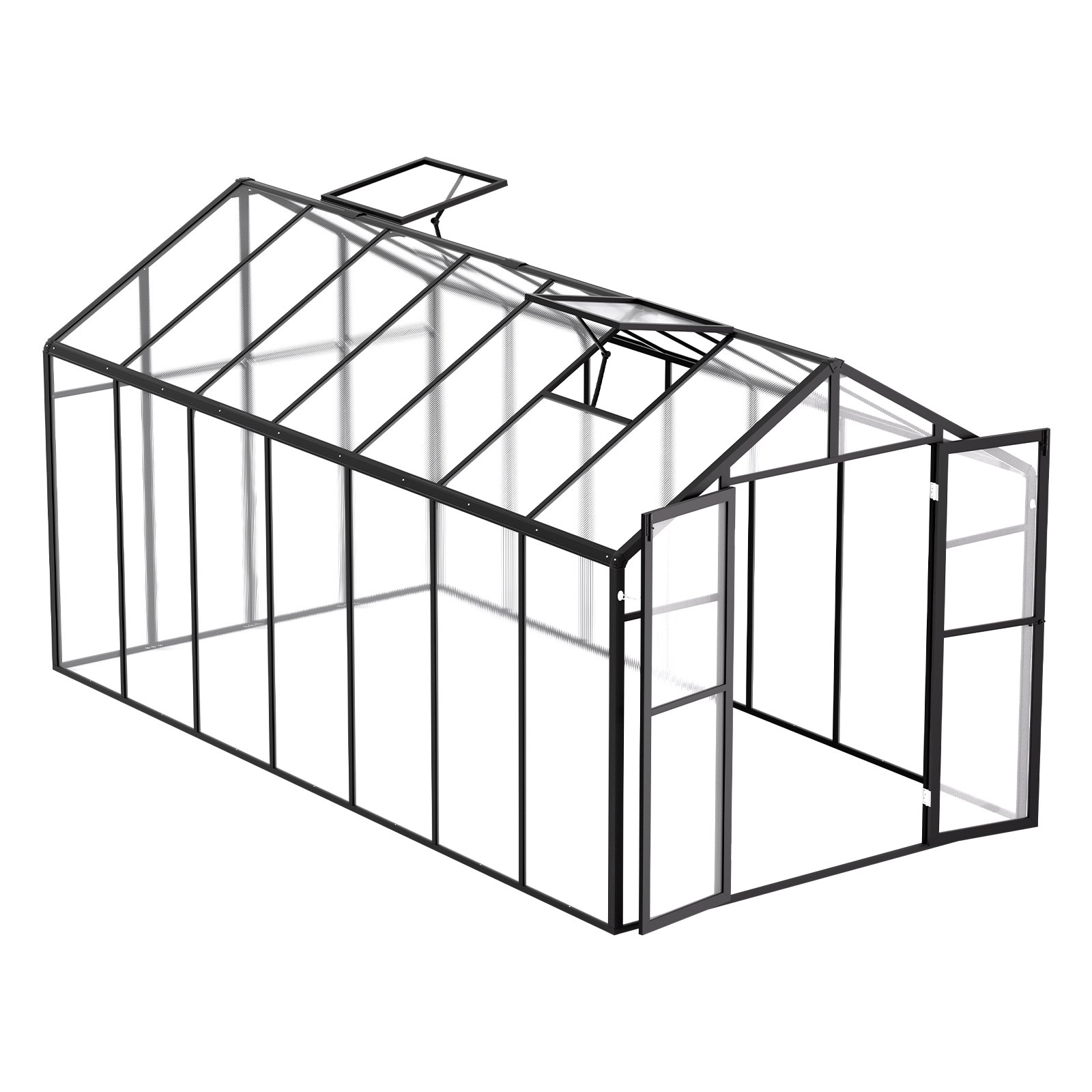 VEVOR Polycarbonate Greenhouse, 8 x 14 Ft, Outdoor Greenhouse with 2 Vent Windows, Pavilion Styled Greenhouse with Hinged Door, Aluminum Large Walk-in Greenhouse Kit for Outside Garden Backyard