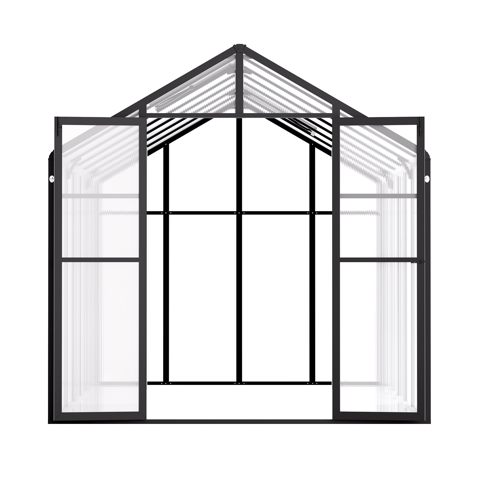VEVOR Polycarbonate Greenhouse, 236 x 402.5 cm, Outdoor Greenhouse with 2 Vent Windows, Pavilion Styled Greenhouse with Hinged Door, Aluminum Large Walk-in Greenhouse Kit for Outside Garden Backyard