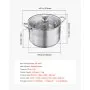 VEVOR Stainless Steel Stock Pot, 11.4 L Stainless Steel Stockpot with Glass Lid, PFOA-Free, PFAS-Free, Compatible with Gas Stoves, Induction Cooktops, Electric Stoves, for Soups, Stews, and Pasta
