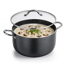 VEVOR Aluminum Stock Pot, 12-Quart Nonstick Ceramic Coated Pot with Glass Lid, PFOA-Free, PFAS-Free, Compatible with Gas Stoves, Induction Cooktops, Electric Stoves, for Soups, Stews, and Pasta