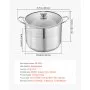 VEVOR Stainless Steel Stock Pot, 16-Quart Stainless Steel Stockpot with Glass Lid, PFOA-Free, PFAS-Free, Compatible with Gas Stoves, Induction Cooktops, Electric Stoves, for Soups, Stews, and Pasta