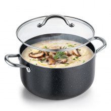 VEVOR Aluminum Stock Pot, 8-Quart Nonstick Ceramic Coated Pot with Glass Lid, PFOA-Free, PFAS-Free, Compatible with Gas Stoves, Induction Cooktops, Electric Stoves, for Soups, Stews, and Pasta