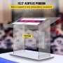 VEVOR Tabletop Acrylic Podium 19.5" Tall Plexiglass Podium 27"x13.7" Table Acrylic Pulpits for Churches Slanted Surface with Lip for Book Holder Clear Lectern for Lecture Recital Speech & Presentation