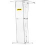 VEVOR Acrylic Podium 45" Tall Plexiglass Podium 26.8"x15" Table Acrylic Pulpits for Churches with 8 mm Thick Acrylic Board Acrylic Podiums and Lecterns Design for Lecture Recital Speech & Presentation