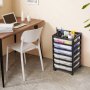 VEVOR Scrapbook Rolling Storage Cart, 6-Tier Large Capacity with Organizer Top, Black Frame with 4 Removable Wheels, PP Material Cart Only, Rolling Craft Storage for Office Arts and Crafts Supplies