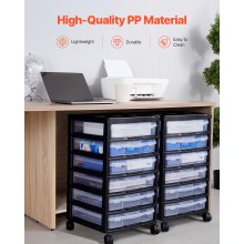 Scrapbook Rolling Storage Cart 6-Tier Large Capacity with Organizer Top Black