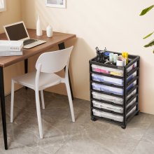 Scrapbook Rolling Storage Cart 6-Tier Large Capacity with Organizer Top Black