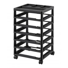 Scrapbook Rolling Storage Cart 6-Tier Large Capacity with Organizer Top Black