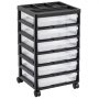 VEVOR Scrapbook Rolling Storage Cart, 6-Tier Large Capacity with Organizer Top, Black Frame with 6 Clear Cases and 4 Removable Wheels, Storage Organizer Rolling Cart for Arts and Crafts Supplies
