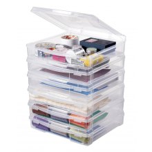 Scrapbook Paper Storage 6 Pack Stackable Plastic Board Game Boxes Clear Case