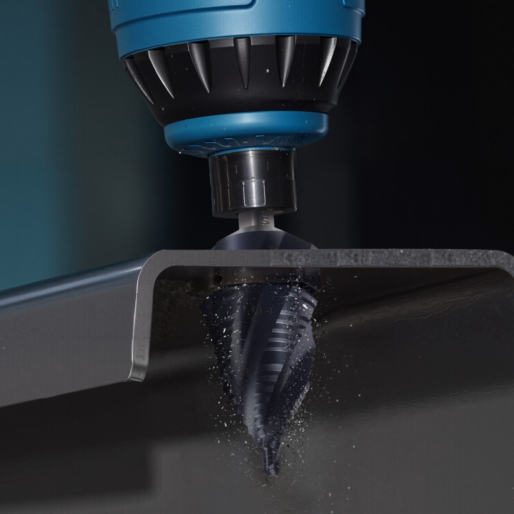 VEVOR Step Drill Bit, 3/16 to 1-3/8 inch, 3/8 inch Triangular Shank, TiAlN Coating Cobalt High Speed Steel, Four Spiral Flute Step Bit for Metal, Stainless Steel, Aluminum, Wood, Plastic, Fiberglass