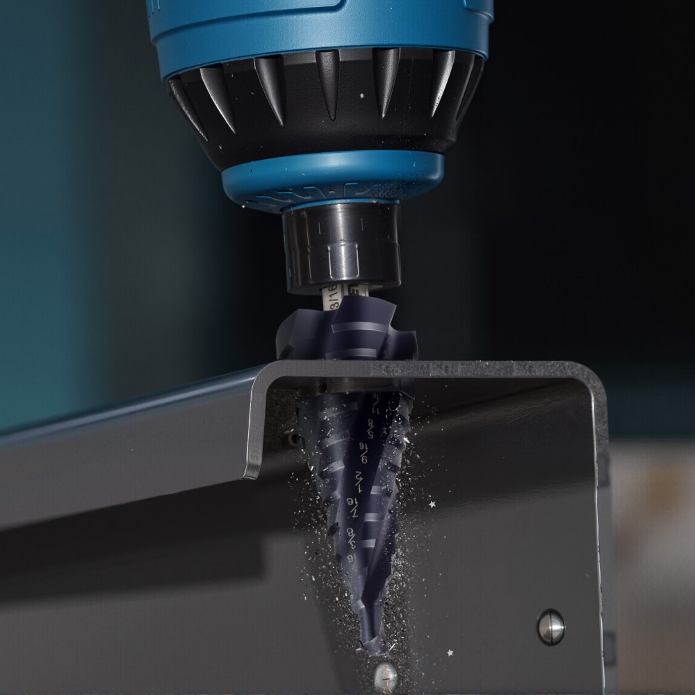 VEVOR Step Drill Bit, 3/16 to 7/8 inch, 1/4 inch Hex Shank, TiAlN Coating Cobalt HSS High Speed Steel, Four Spiral Flute Step Bit for Metal, Stainless Steel, Aluminum, Wood, Plastic, Fiberglass