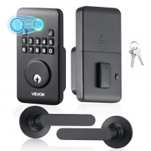 VEVOR Fingerprint Door Lock Set, Electronic Biometric Deadbolt Keyless Entry Door Lock with Handle, Pioneering Easy-Grip Design, Auto Locking, One-Time Code, Anti-Peeking Password, Matte Black