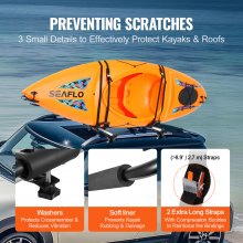 VEVOR Portaequipajes para Kayak, 2 pares, portaequipajes de techo suave para kayak, tabla de surf, coche, SUV