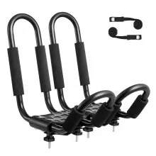 VEVOR Kayak Roof Rack 1 Pair J-Bar, Soft Roof Rack, Top Mount Tie Down, Carrier for kayak, Surf Board, Canoe, SUP, Ski Board, Mount on Car, SUV, Truck, 1 Kayak