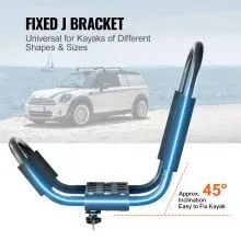 VEVOR Kayak Roof Rack 2 Pairs J-Bar, Soft Roof Rack, Top Mount Tie Down, Carrier for kayak, Surf Board, Canoe, SUP, Ski Board, Mount on Car, SUV, Truck, 2 Kayaks