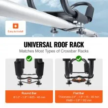 VEVOR Kayak Roof Rack 2 Pairs J-Bar, Soft Roof Rack, Top Mount Tie Down, Carrier for kayak, Surf Board, Canoe, SUP, Ski Board, Mount on Car, SUV, Truck, 2 Kayaks