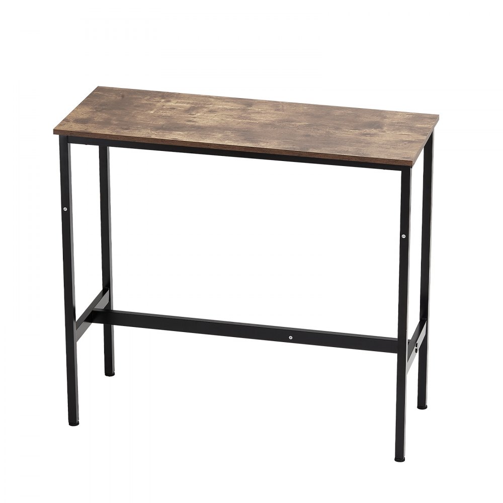VEVOR Bar Table, Sturdy Metal Frame High Top Pub Table, Narrow Long Kitchen Dining, Cocktail Counter Bar Height Desk, Easy to Assemble,39x16x35.5 in, for Living Room Party, Rustic Brown and Black