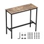 VEVOR Bar Table, Sturdy Metal Frame High Top Pub Table, Narrow Long Kitchen Dining, Cocktail Counter Bar Height Desk, Easy to Assemble,39x16x35.5 in, for Living Room Party, Rustic Brown and Black