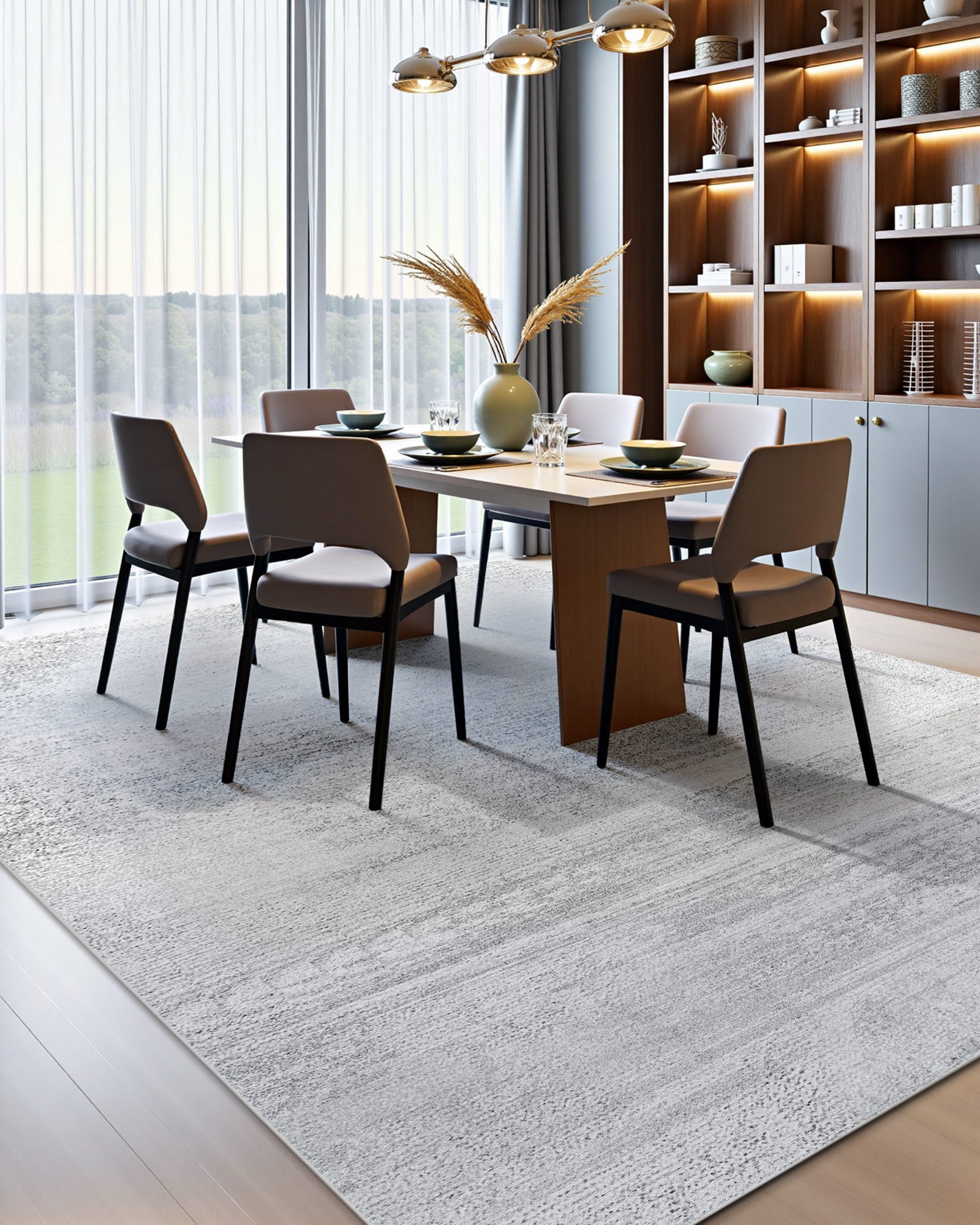 VEVOR Area Rug, 3048x4267.2 mm Large Washable Rug, Non-Slip & Tear-Resistant Soft Carpet, Pet & Child Friendly Modern Area Rugs, Indoor Mat for Bedroom, Office, Living Room, Kids Room, Entryway, Gray